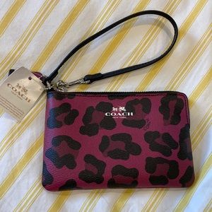 NWT Coach Wristlet in pink leopard print!
